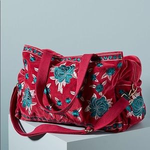 Anthropologie velvet weekender bag